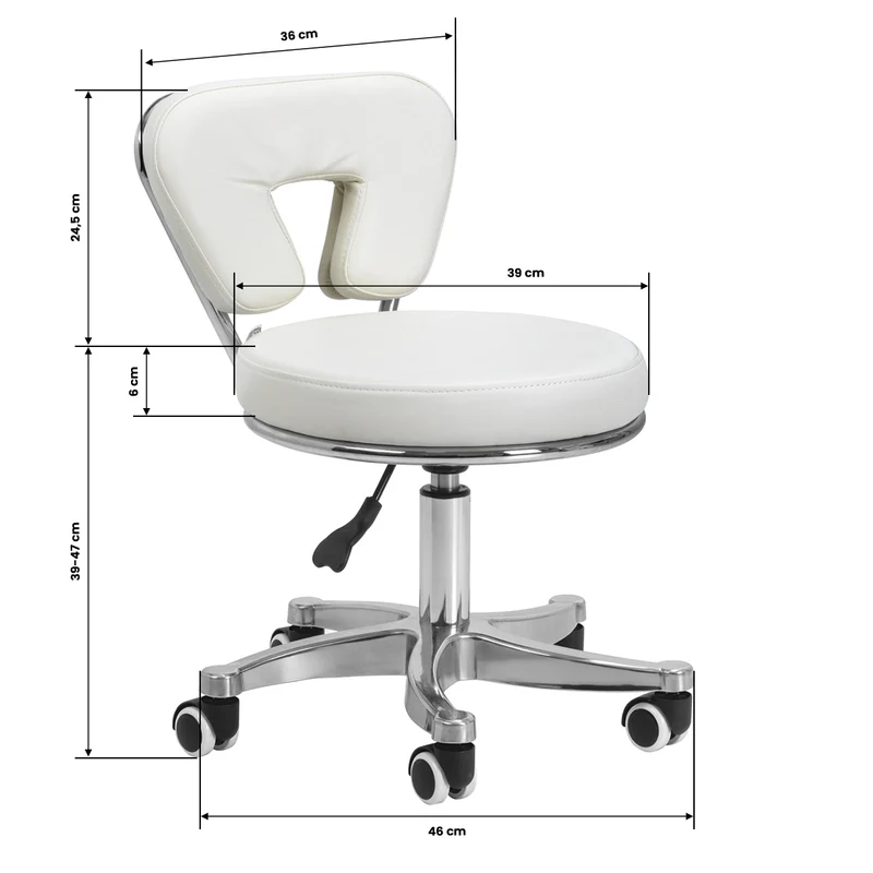 Rollhocker Höhenverstellbar mit Lehne 9266 Weiß