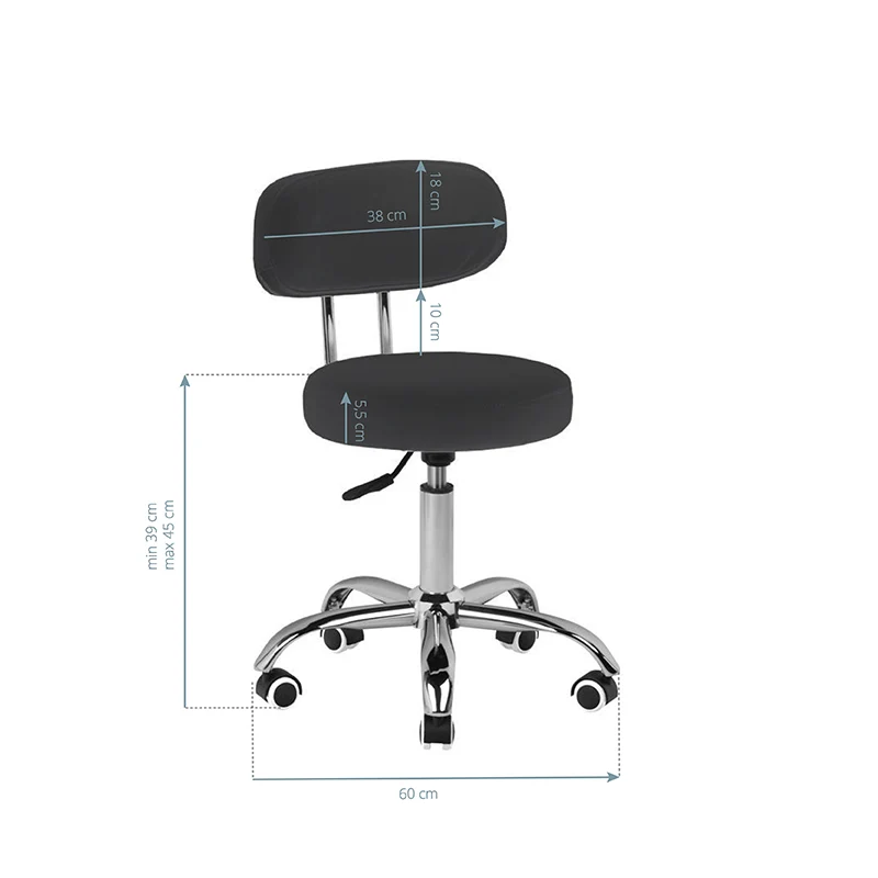 Arbeitshocker Höhenverstellbar mit Lehne Eco Leder A-007 Schwarz