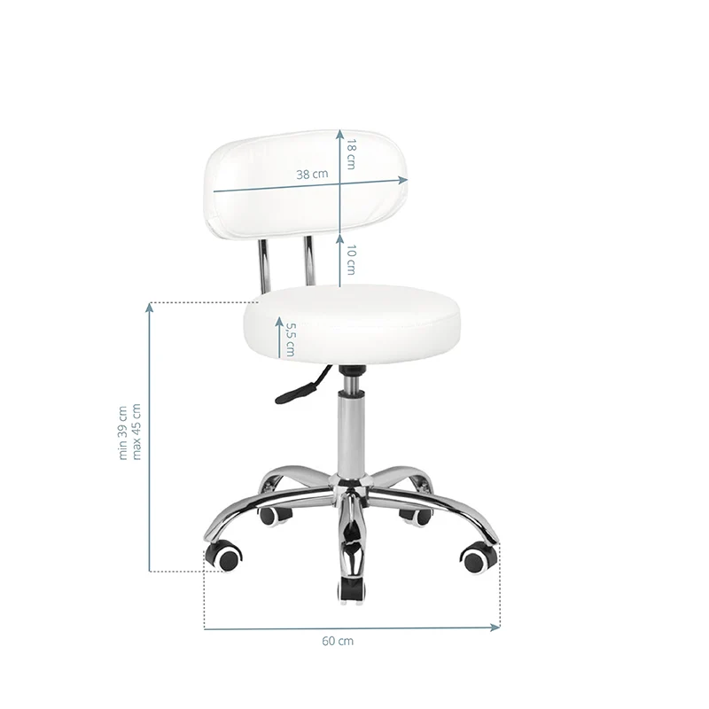 Arbeitshocker Höhenverstellbar mit Lehne Eco Leder A-007 Weiß