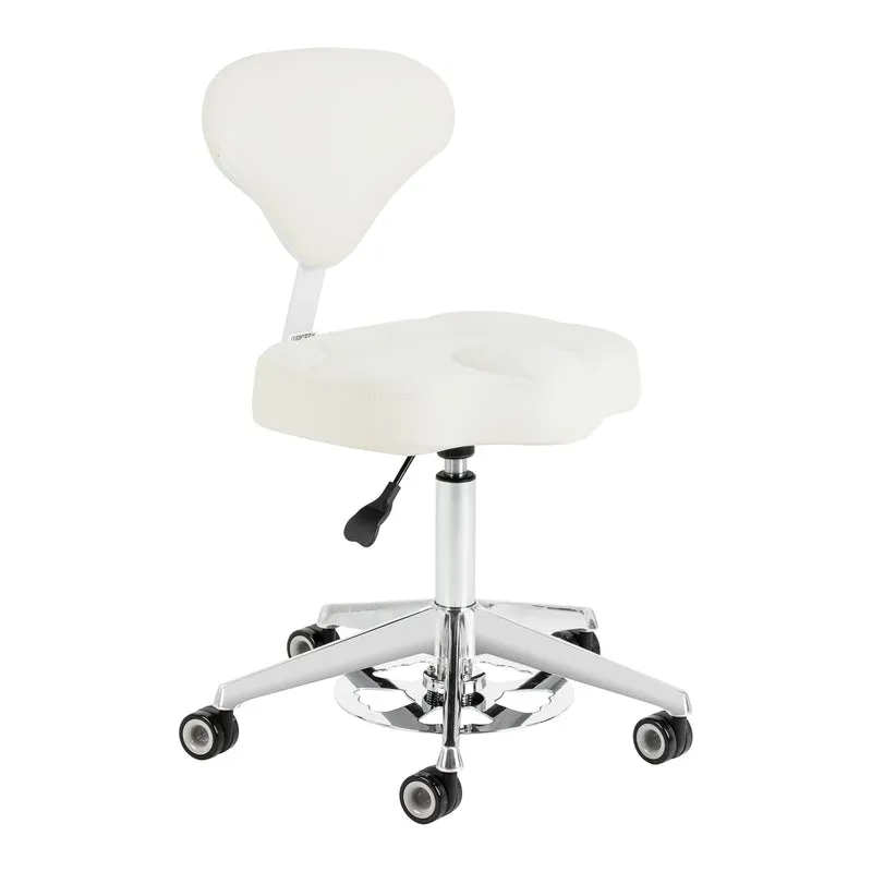 Rollhocker Höhenverstellbar mit Lehne Azzurro 156F Weiß