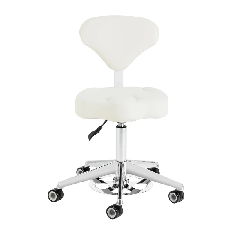 Rollhocker Höhenverstellbar mit Lehne Azzurro 156F Weiß