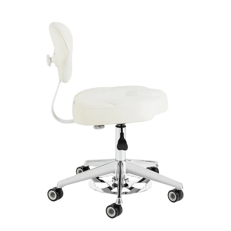 Rollhocker Höhenverstellbar mit Lehne Azzurro 156F Weiß