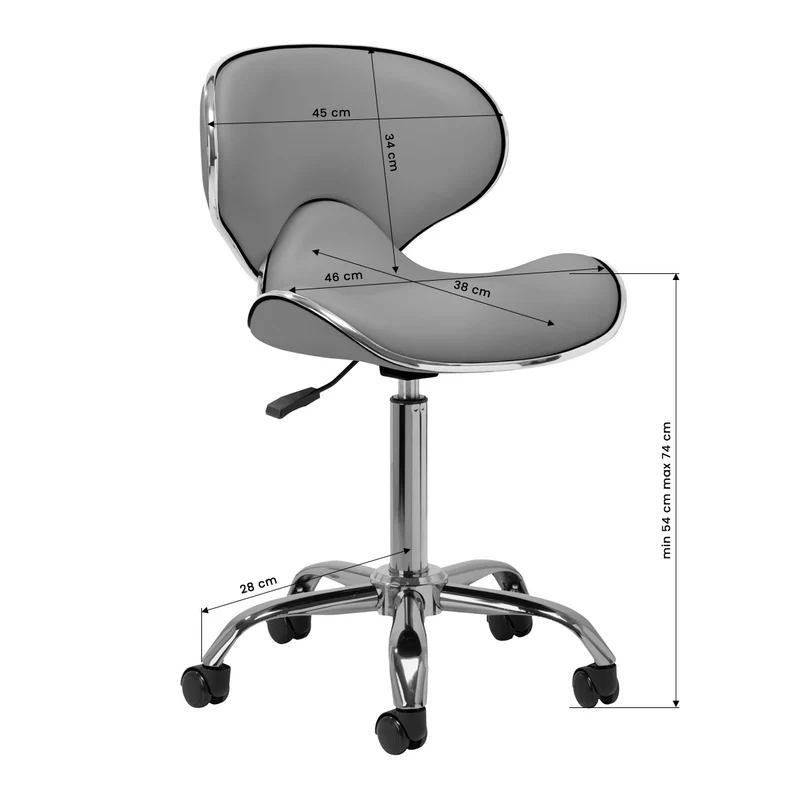 Rollhocker Höhenverstellbar mit Lehne Gabbiano Q-4599 Grau