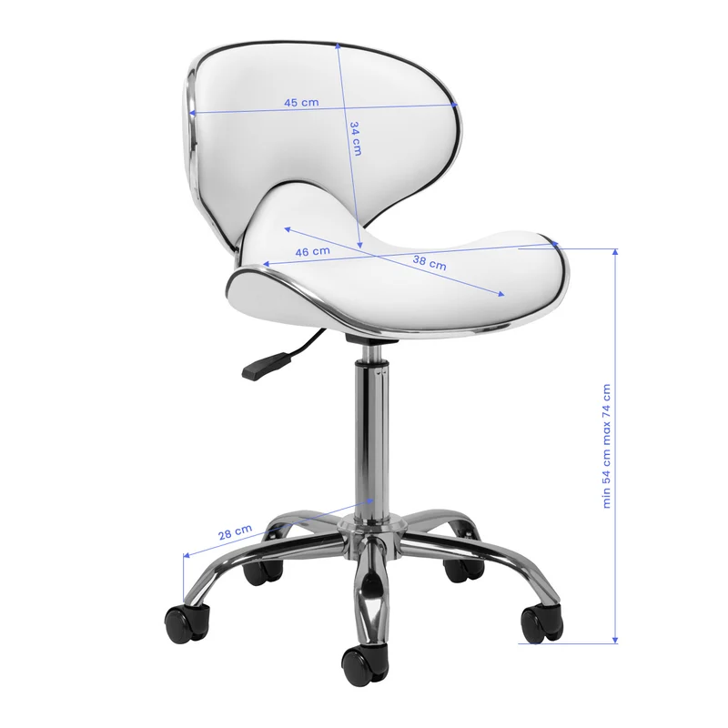 Rollhocker Höhenverstellbar mit Lehne Gabbiano Q-4599 Weiß