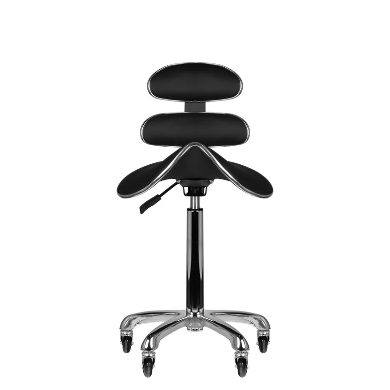 Sattelhocker Höhenverstellbar mit Lehne Eco Leder AM-880 Schwarz