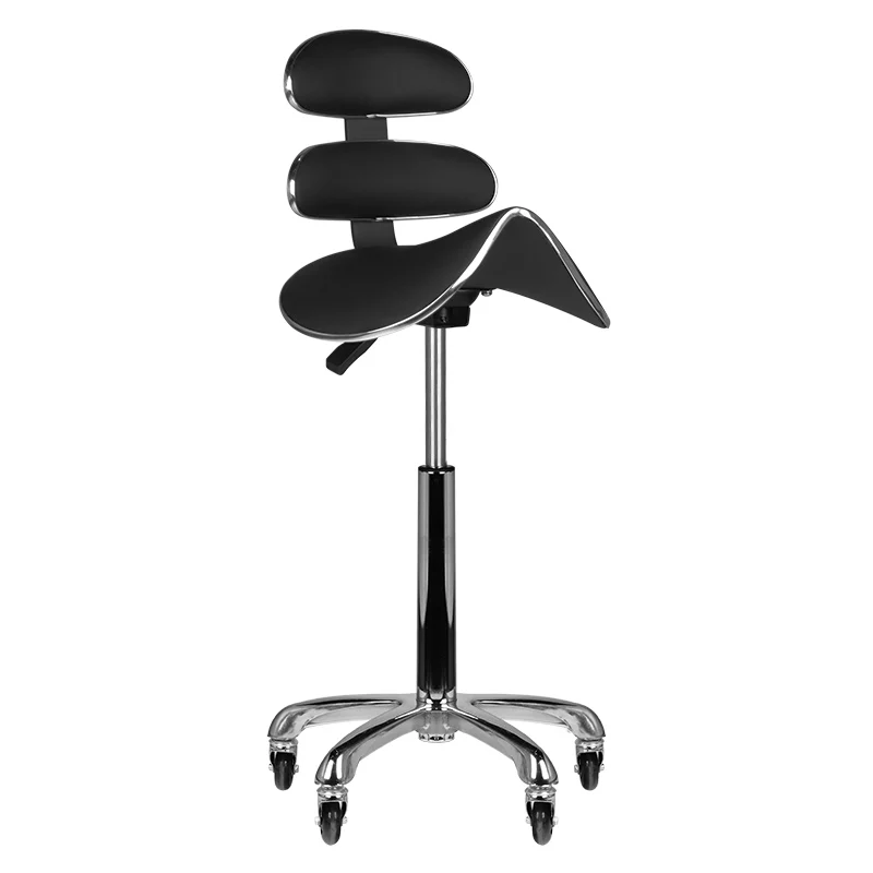 Sattelhocker Höhenverstellbar mit Lehne Eco Leder AM-880 Schwarz