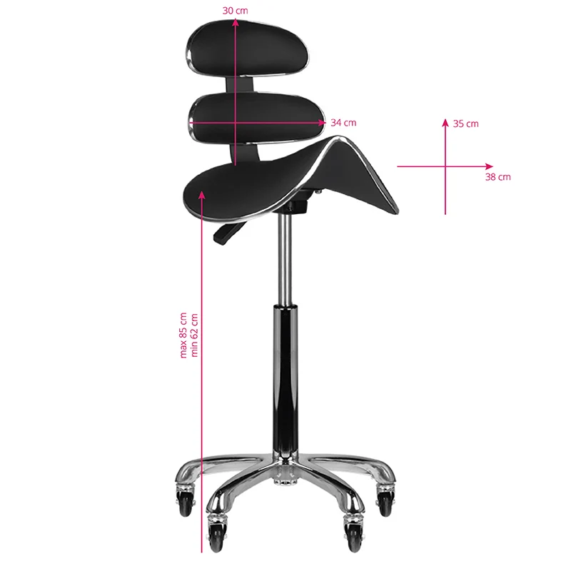 Sattelhocker Höhenverstellbar mit Lehne Eco Leder AM-880 Schwarz