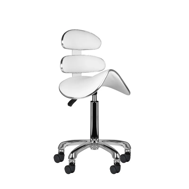 Sattelhocker Höhenverstellbar mit Lehne Eco Leder AM-880 Weiß