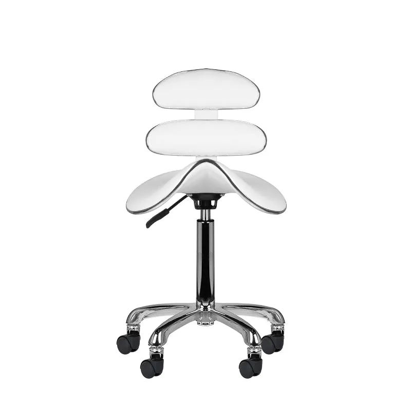 Sattelhocker Höhenverstellbar mit Lehne Eco Leder AM-880 Weiß