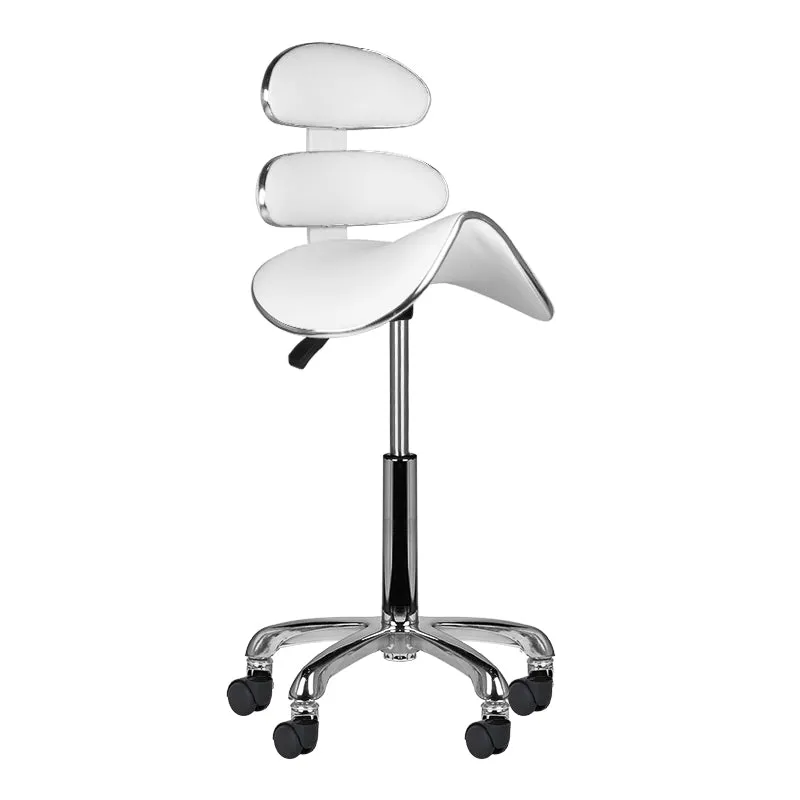 Sattelhocker Höhenverstellbar mit Lehne Eco Leder AM-880 Weiß