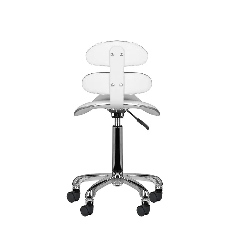 Sattelhocker Höhenverstellbar mit Lehne Eco Leder AM-880 Weiß