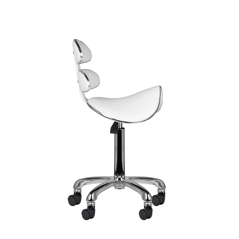 Sattelhocker Höhenverstellbar mit Lehne Eco Leder AM-880 Weiß