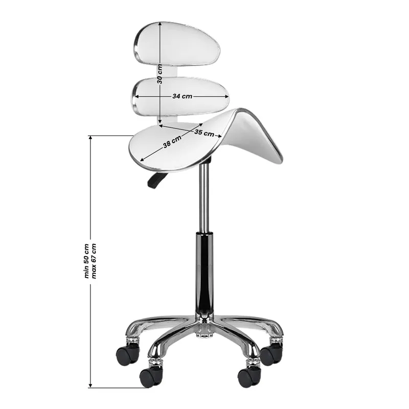 Sattelhocker Höhenverstellbar mit Lehne Eco Leder AM-880 Weiß