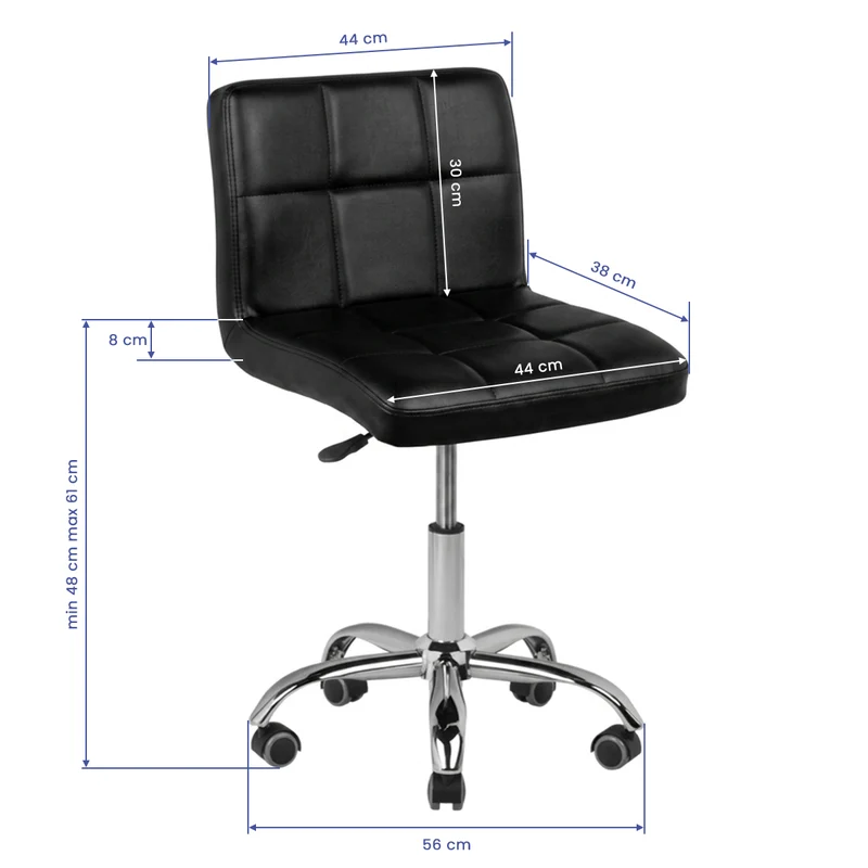 Rollhocker Höhenverstellbar mit Lehne A-5299 Schwarz