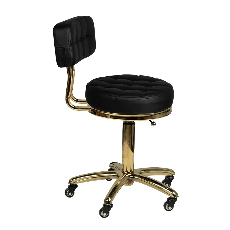 Arbeitshocker Höhenverstellbar mit Lehne AM-961 Gold Schwarz