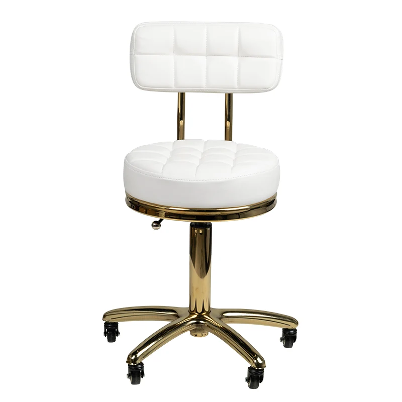 Arbeitshocker Höhenverstellbar mit Lehne AM-961 Gold Weiß