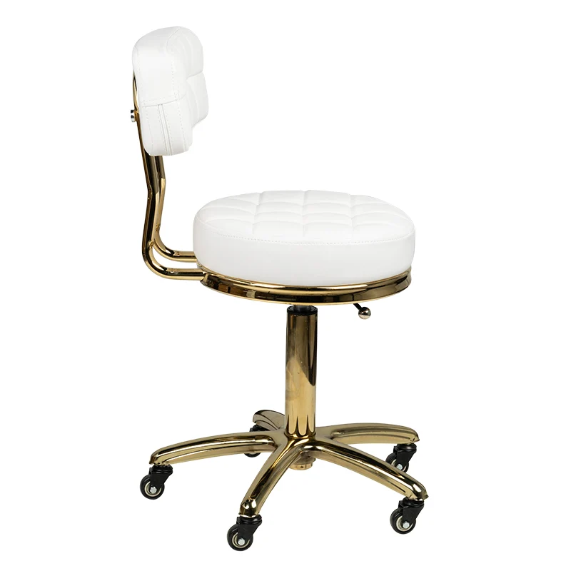 Arbeitshocker Höhenverstellbar mit Lehne AM-961 Gold Weiß
