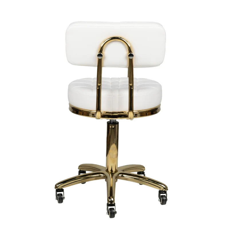Arbeitshocker Höhenverstellbar mit Lehne AM-961 Gold Weiß