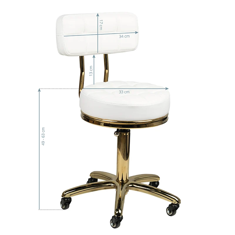 Arbeitshocker Höhenverstellbar mit Lehne AM-961 Gold Weiß