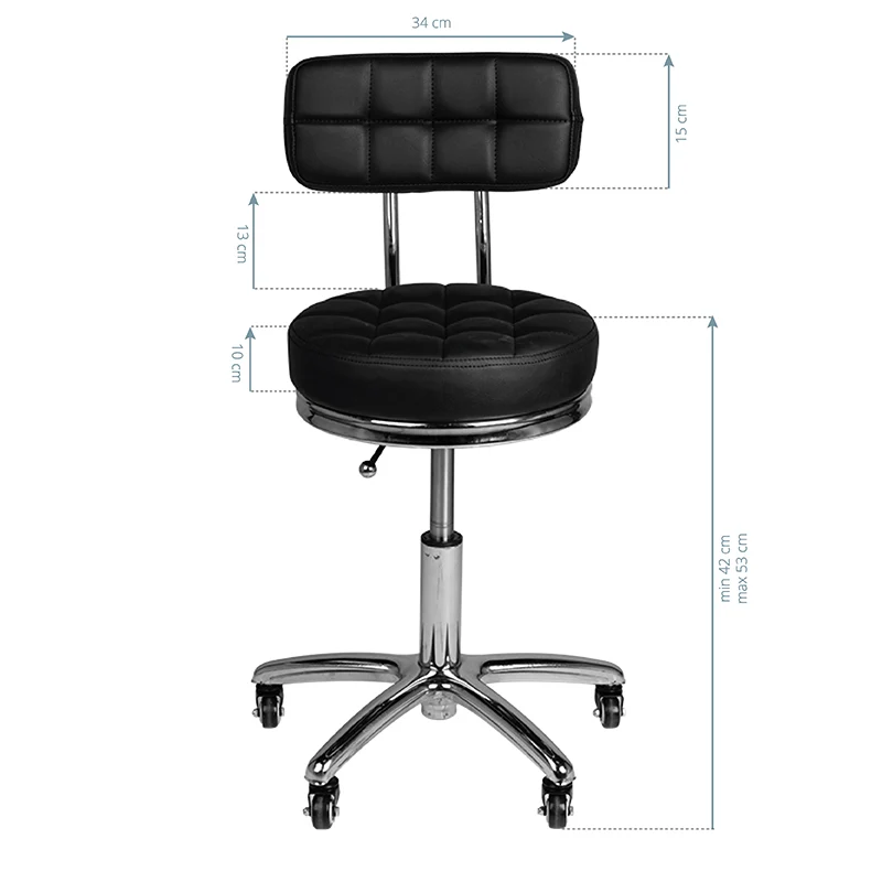 Rollhocker Höhenverstellbar mit Lehne AM-877 Schwarz
