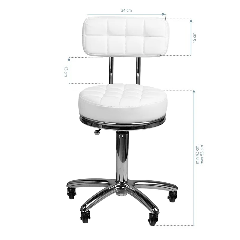 Rollhocker Höhenverstellbar mit Lehne AM-877 Weiß
