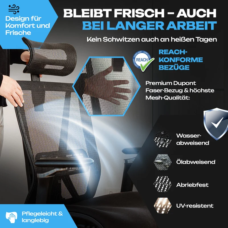 VALKENSTOL M8 - Premium ergonomischer Bürostuhl für große Nutzer bis 2,00 m
