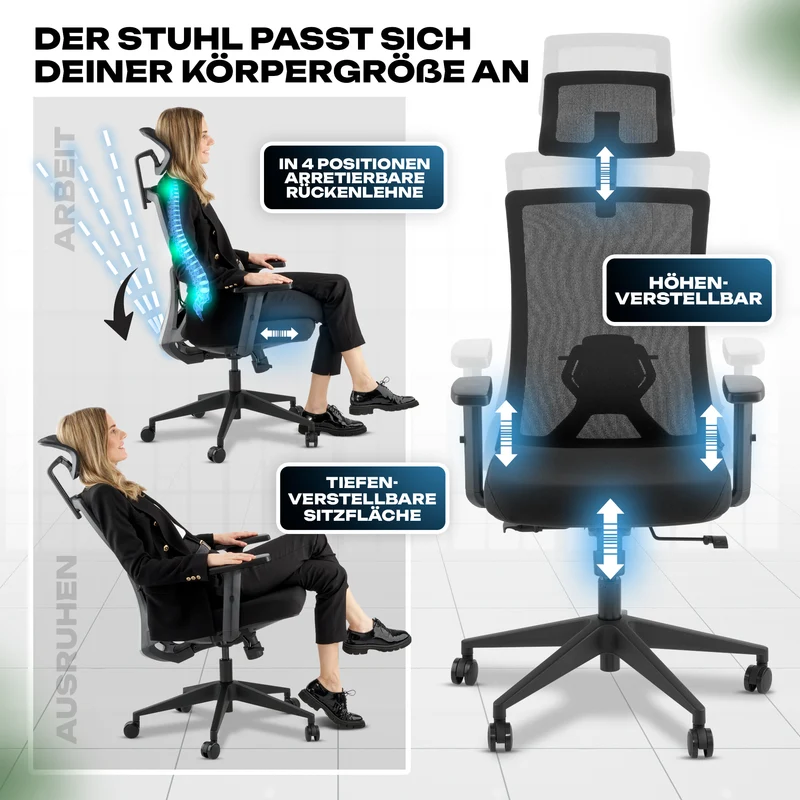 VALKENSTOL M3 - Ergonomischer Bürostuhl Allrounder mit Designanspruch