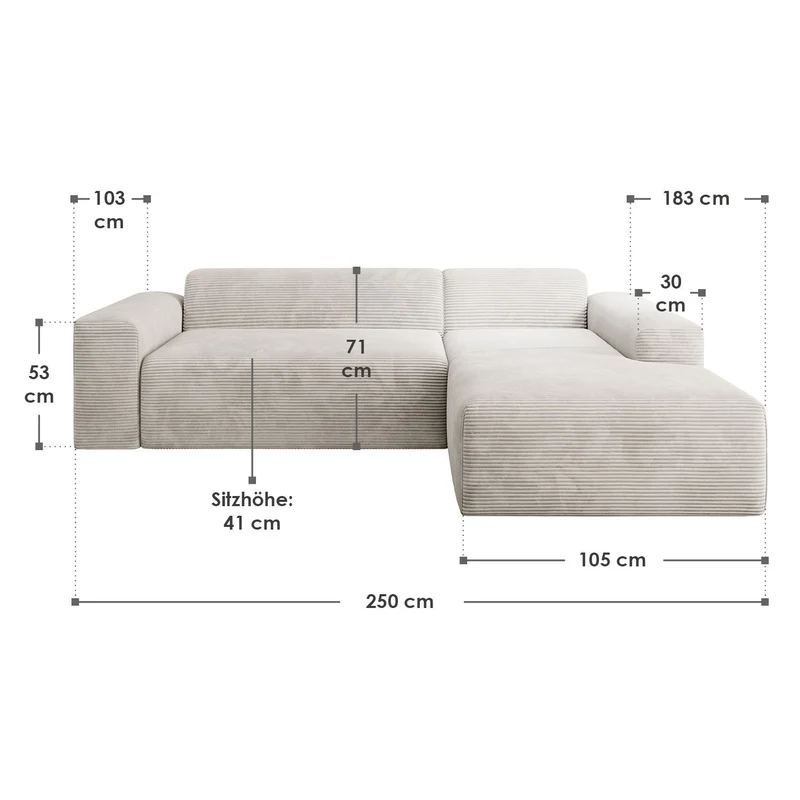 Sofa in L-Form Vals