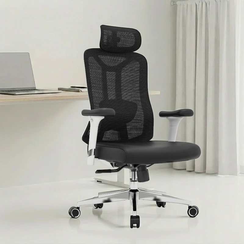 Ergonomic Mesh Office Chair, High Back Desk Chair with 3D Armrests, 3D Lumbar Support & Adjustable Headrest, Home Office Chair with Tilt Function, Swivel Computer Chair
