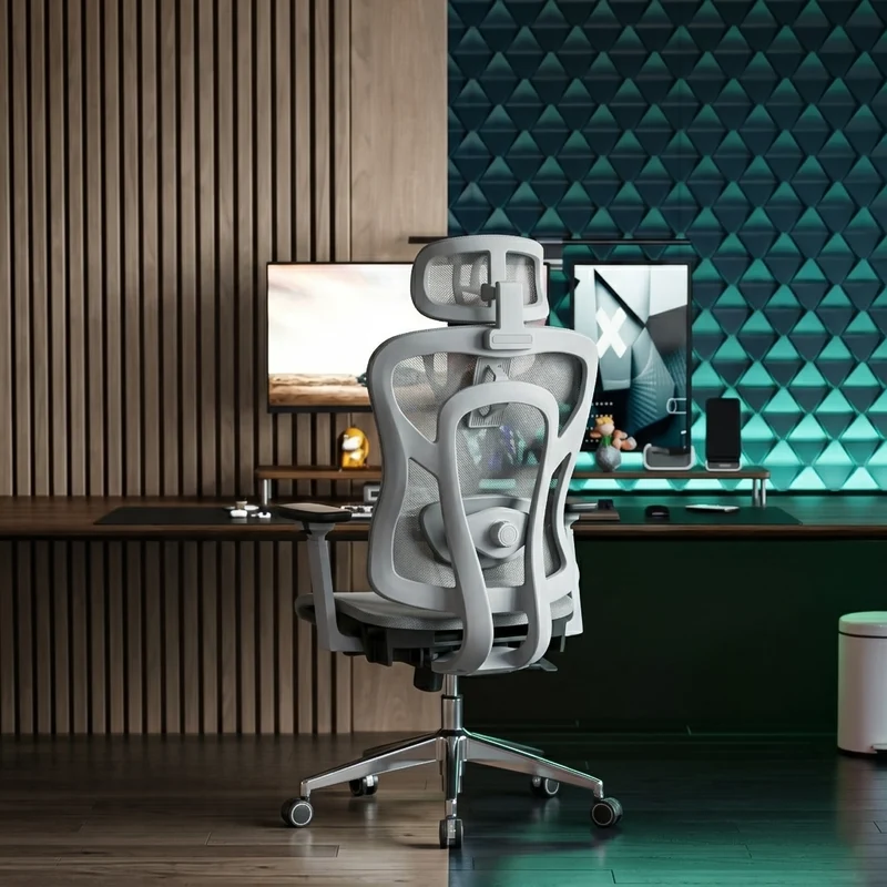 Logicfox Ergonomic Office Chair for Long Hours,High Back Mesh Chair with Adaptive Thoracic & Lumbar Support,3D Adjustable Armrests and Headrest,Designed for 8–10 Hour Workdays
