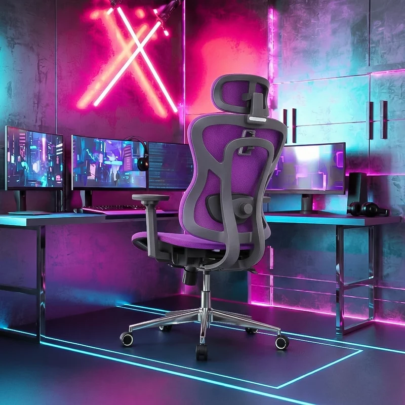 Logicfox Ergonomic Office Chair for Long Hours,High Back Mesh Chair with Adaptive Thoracic & Lumbar Support,3D Adjustable Armrests and Headrest,Designed for 8–10 Hour Workdays