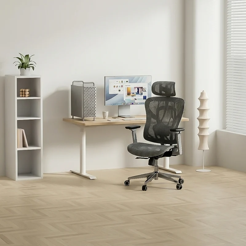 Logicfox Ergonomic Office Chair for Long Hours,High Back Mesh Chair with Adaptive Thoracic & Lumbar Support,3D Adjustable Armrests and Headrest,Designed for 8–10 Hour Workdays