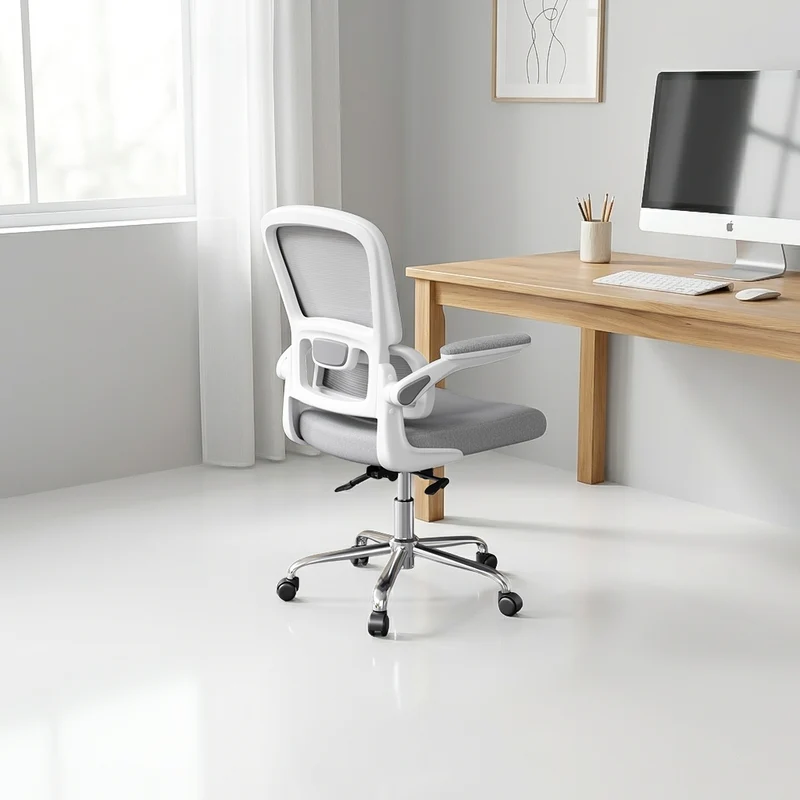Logicfox Office Chair, Ergonomic Desk Chair - Thick Cushion Adjustable Height Computer Chair with Lumbar Support and Flip-up Armrests, Home Office Desk Chairs, Swivel Executive Task Chair