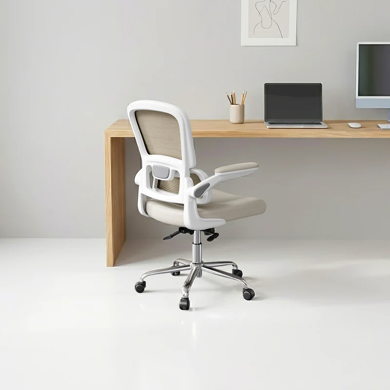 Logicfox Office Chair, Ergonomic Desk Chair - Thick Cushion Adjustable Height Computer Chair with Lumbar Support and Flip-up Armrests, Home Office Desk Chairs, Swivel Executive Task Chair