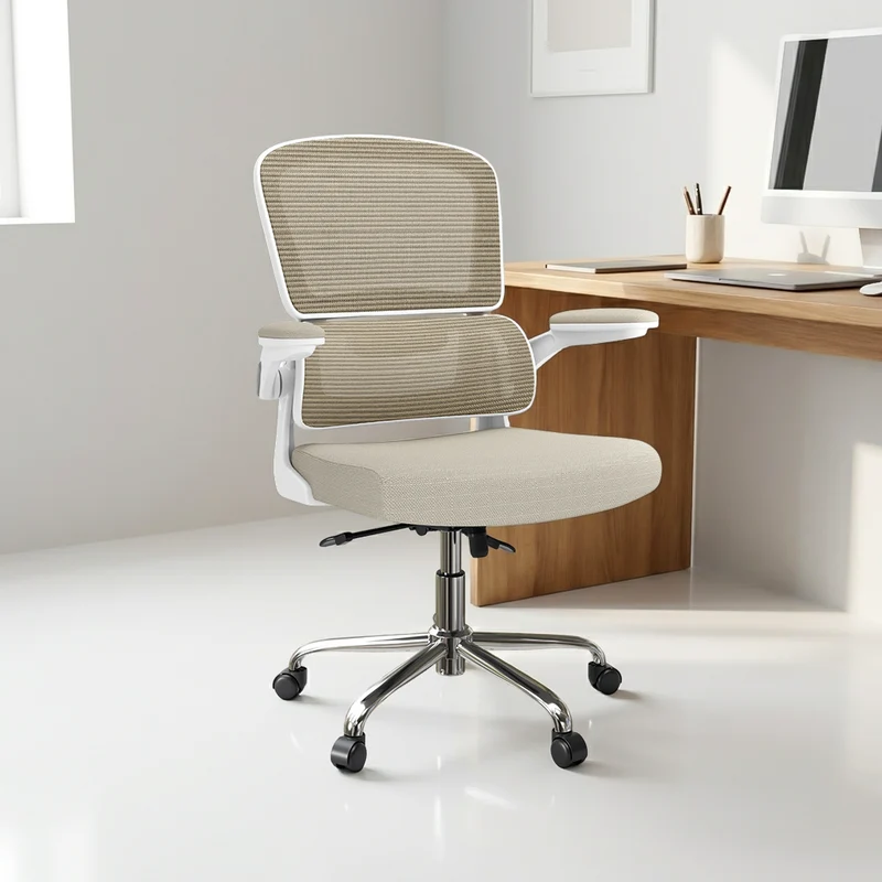 Logicfox Office Chair, Ergonomic Desk Chair - Thick Cushion Adjustable Height Computer Chair with Lumbar Support and Flip-up Armrests, Home Office Desk Chairs, Swivel Executive Task Chair