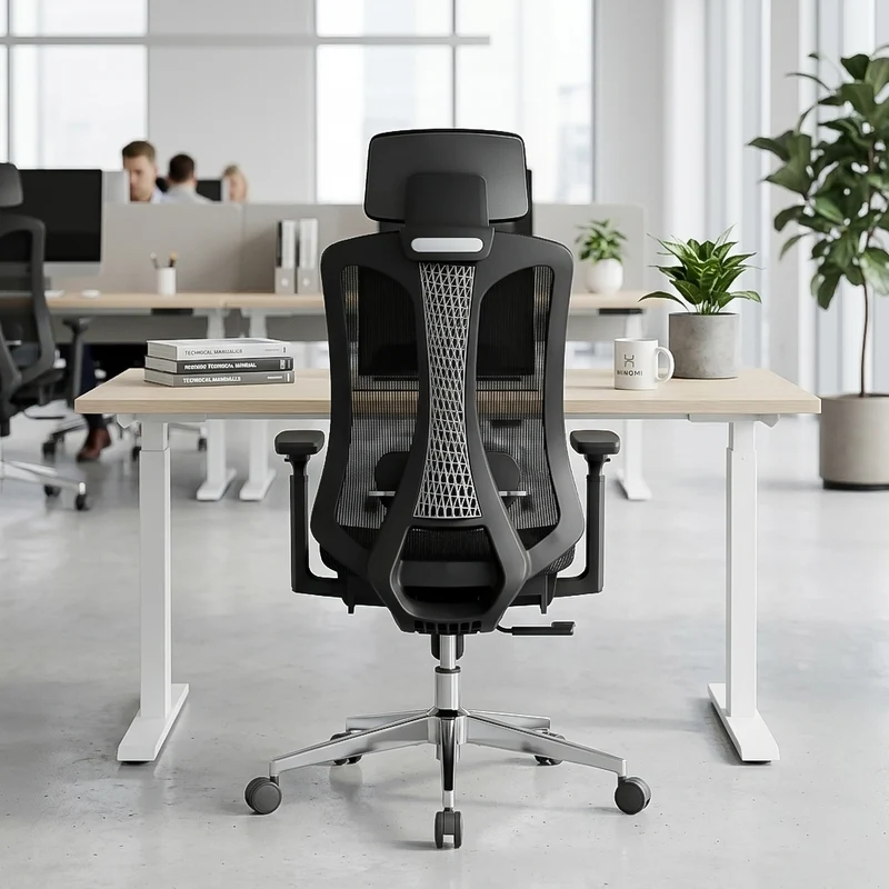 Logicfox Ergonomic Mesh Office Chair, Computer Desk Chair with 3D Armrests, Adjustable Lumbar Cushion and Adjustable Headrest, White High Back Home Office Chair with Tilt Function, Computer Chair