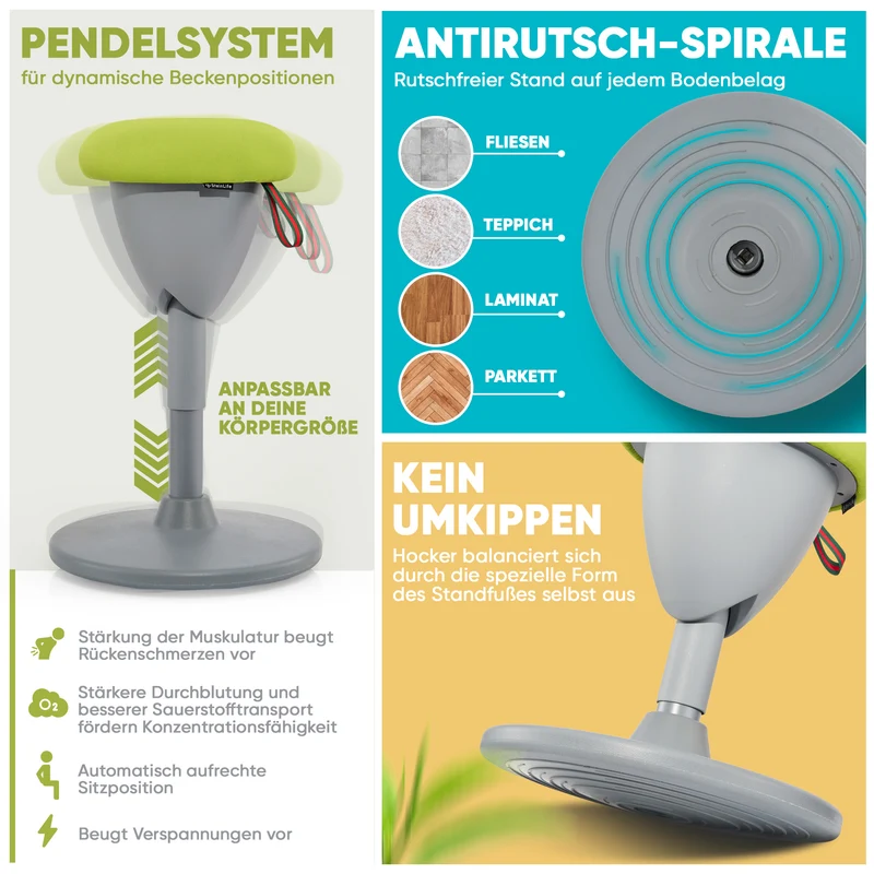 Ergonomischer Bürohocker Testsieger für aktives Sitzen – höhenverstellbar & dynamisch