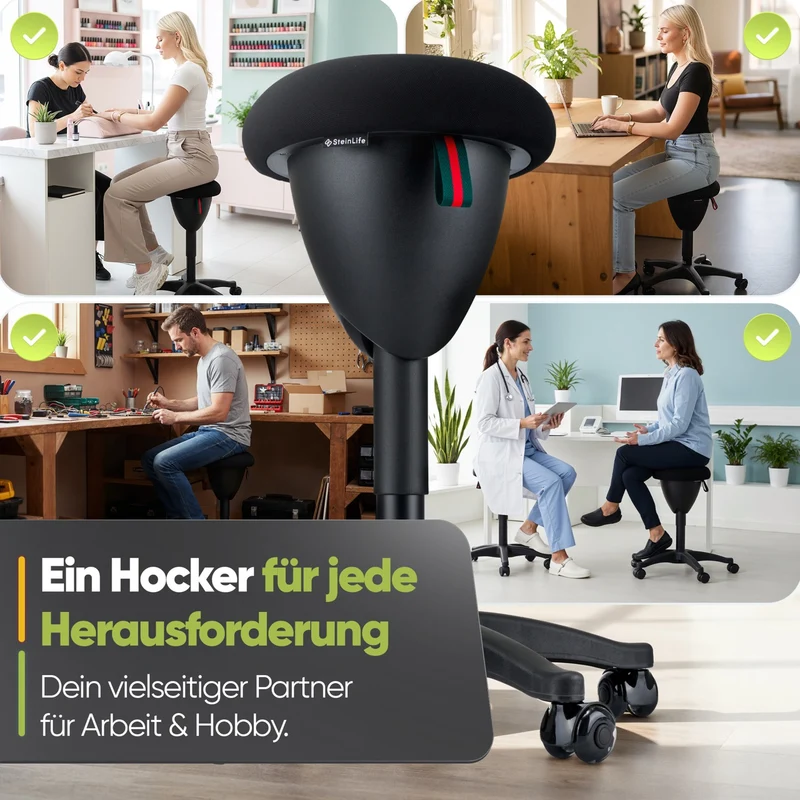 Ergonomischer Bürohocker Testsieger für aktives Sitzen – höhenverstellbar & dynamisch