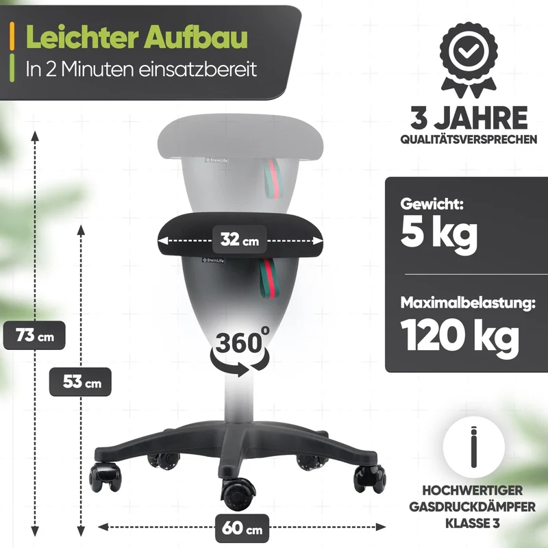 Ergonomischer Bürohocker Testsieger für aktives Sitzen – höhenverstellbar & dynamisch