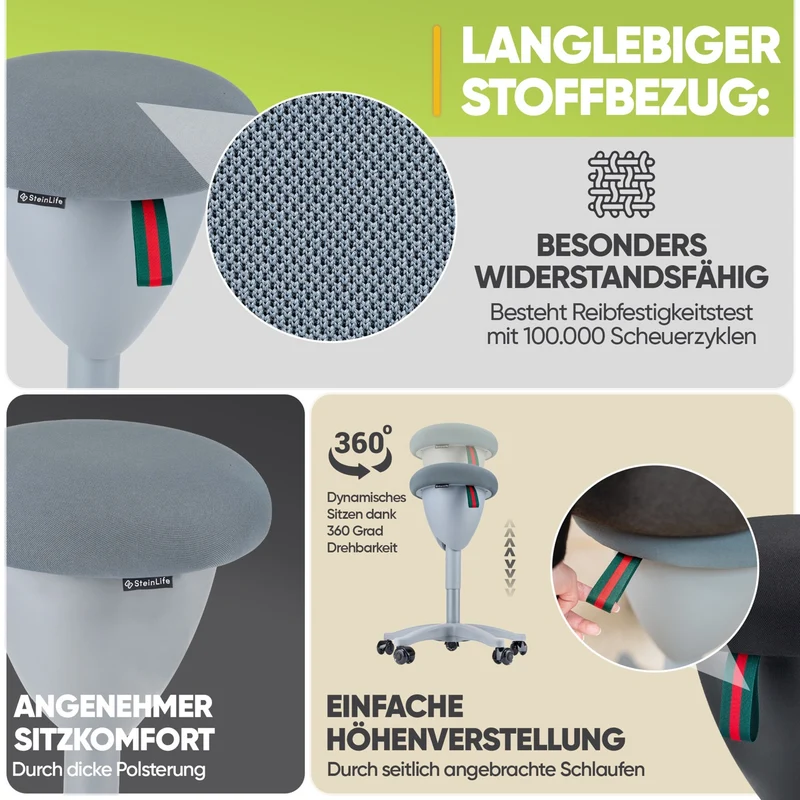 Ergonomischer Bürohocker Testsieger für aktives Sitzen – höhenverstellbar & dynamisch