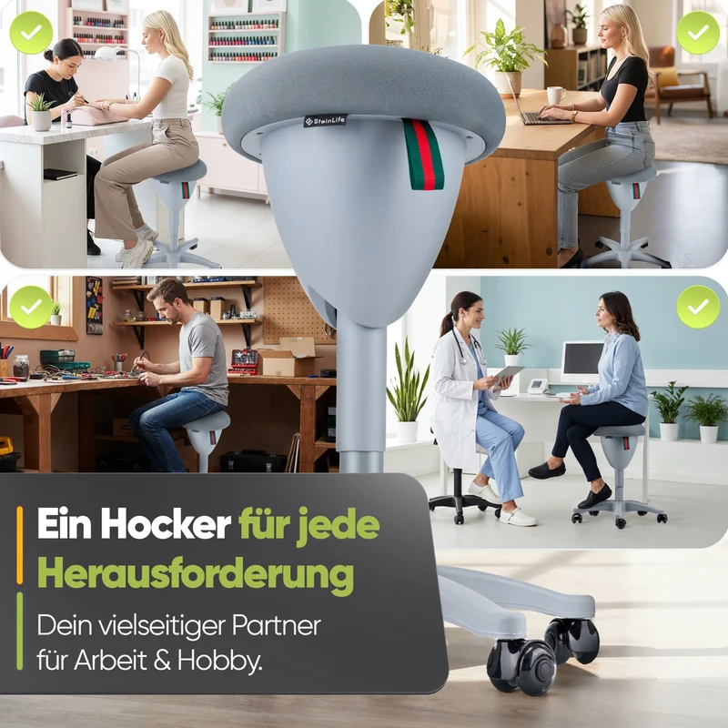 Ergonomischer Bürohocker Testsieger für aktives Sitzen – höhenverstellbar & dynamisch