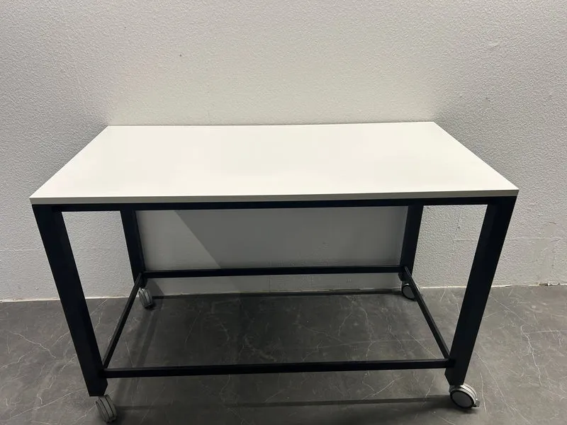 Stehtisch auf Rollen Weiß / Schwarz