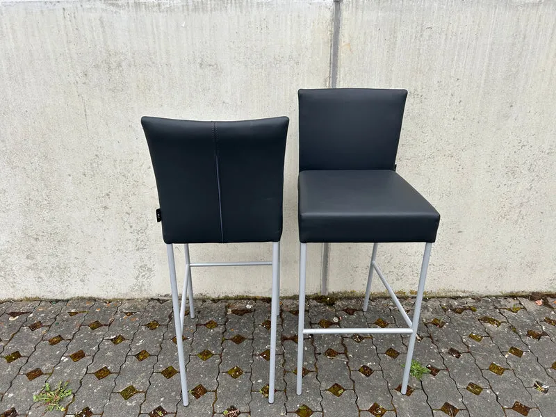 Barhocker Leder Schwarz