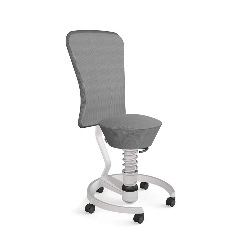 Aeris Swopper with Backrest: Castors, Light Grey Metallic