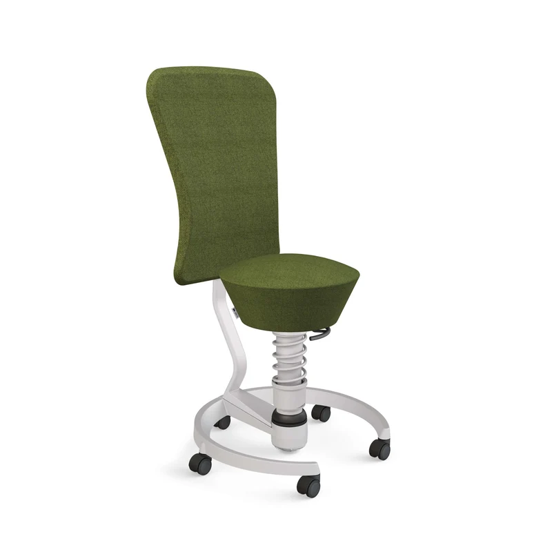 Aeris Swopper with Backrest: Castors, Light Grey Metallic