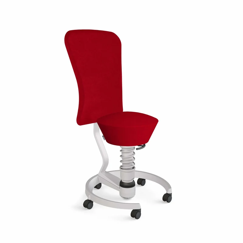 Aeris Swopper with Backrest: Castors, Light Grey Metallic