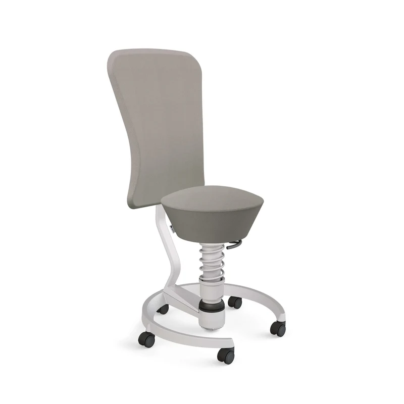 Aeris Swopper with Backrest: Castors, Light Grey Metallic