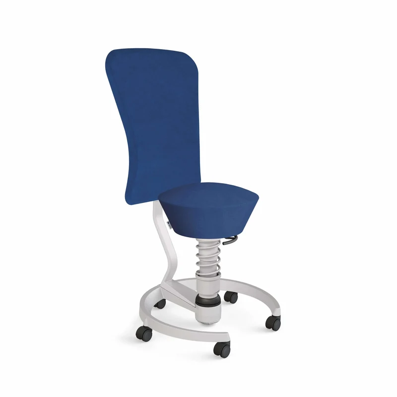 Aeris Swopper with Backrest: Castors, Light Grey Metallic