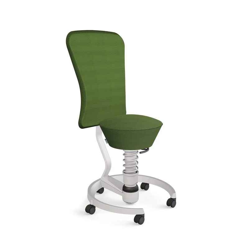 Aeris Swopper with Backrest: Castors, Light Grey Metallic