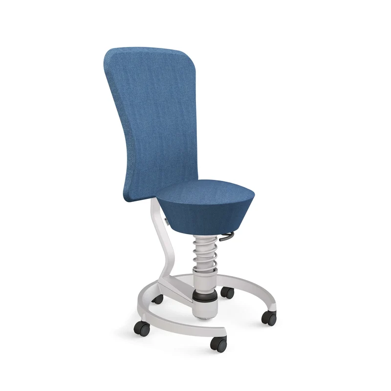 Aeris Swopper with Backrest: Castors, Light Grey Metallic